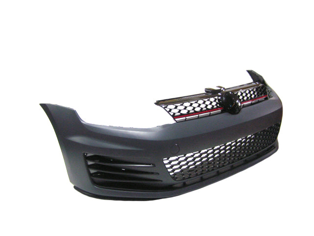 2013-2017 VolksWagen MK7 Golf GTI Front Bumper GTI STYLE NO PDC w/ LED FOG, Red Grille
