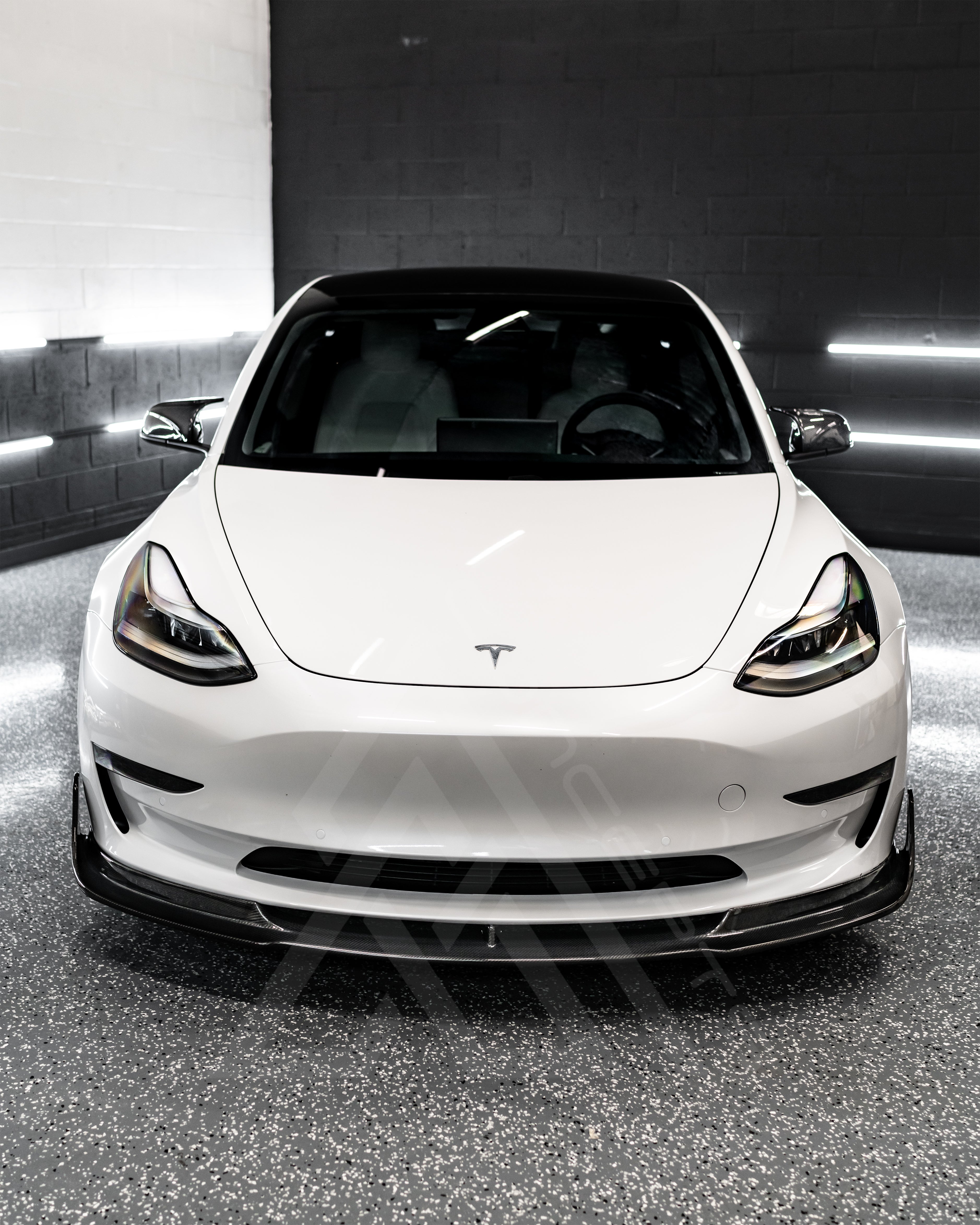 Carbon Fiber V Style Front Lip – Tesla Model 3 | Eterna Motorworks