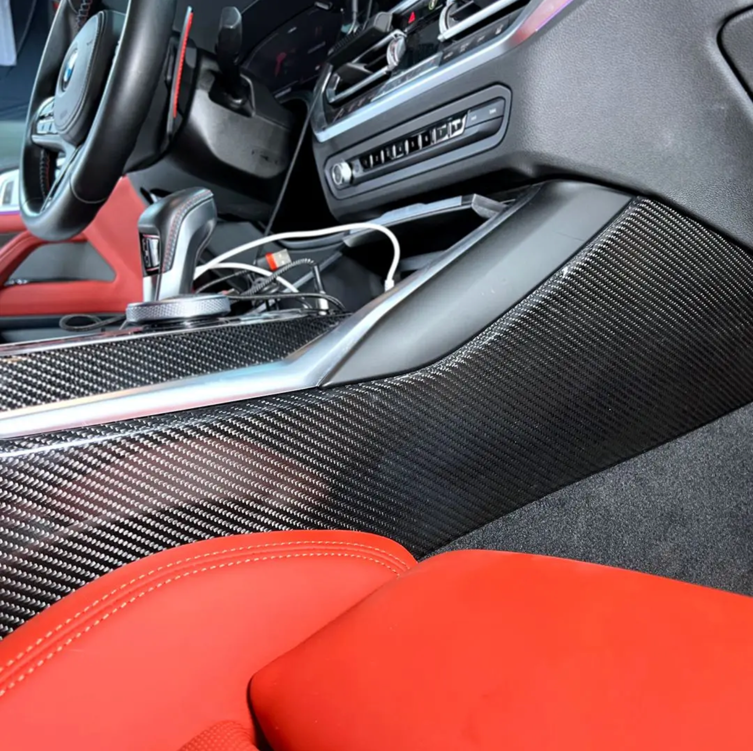 Carbon Fiber Center Console Trim Set – BMW G80 M3 / G82 M4 | Eterna Motorworks