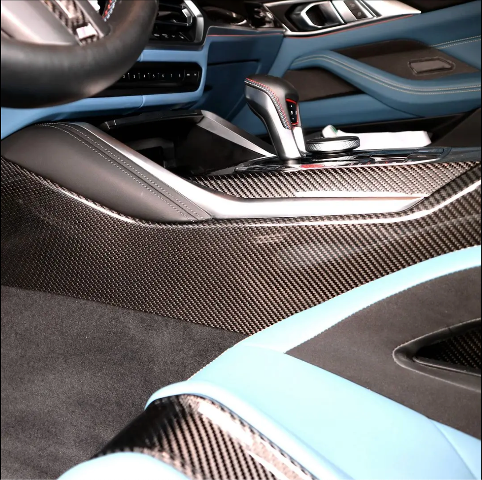 Carbon Fiber Center Console Trim Set – BMW G80 M3 / G82 M4 | Eterna Motorworks