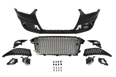 2013-2016 B8.5 Audi A4, RS4 Style Front Bumper W/ Chrome Grille