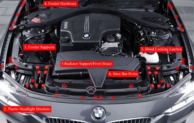 Titanium BMW 2/3/4 Series 2012-2020 Dress Up Hardware Kit (F22/F23/30/F31/F32/F33/F34/F35/F36)
