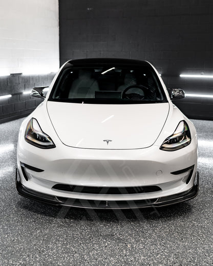 Tesla Model 3 Carbon Fiber V Style Front Lip